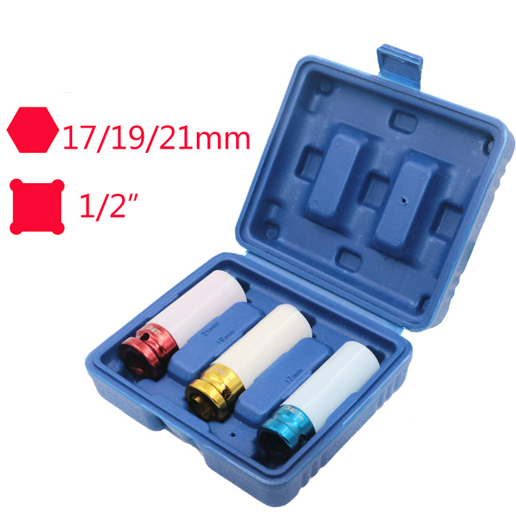 3pcs 1/2 inch Thin Wall Deep Impact Socket Set