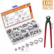 6-21mm 304 Stainless Steel Single Ear Stepless Hose Clamps with Pincers Kit  6625