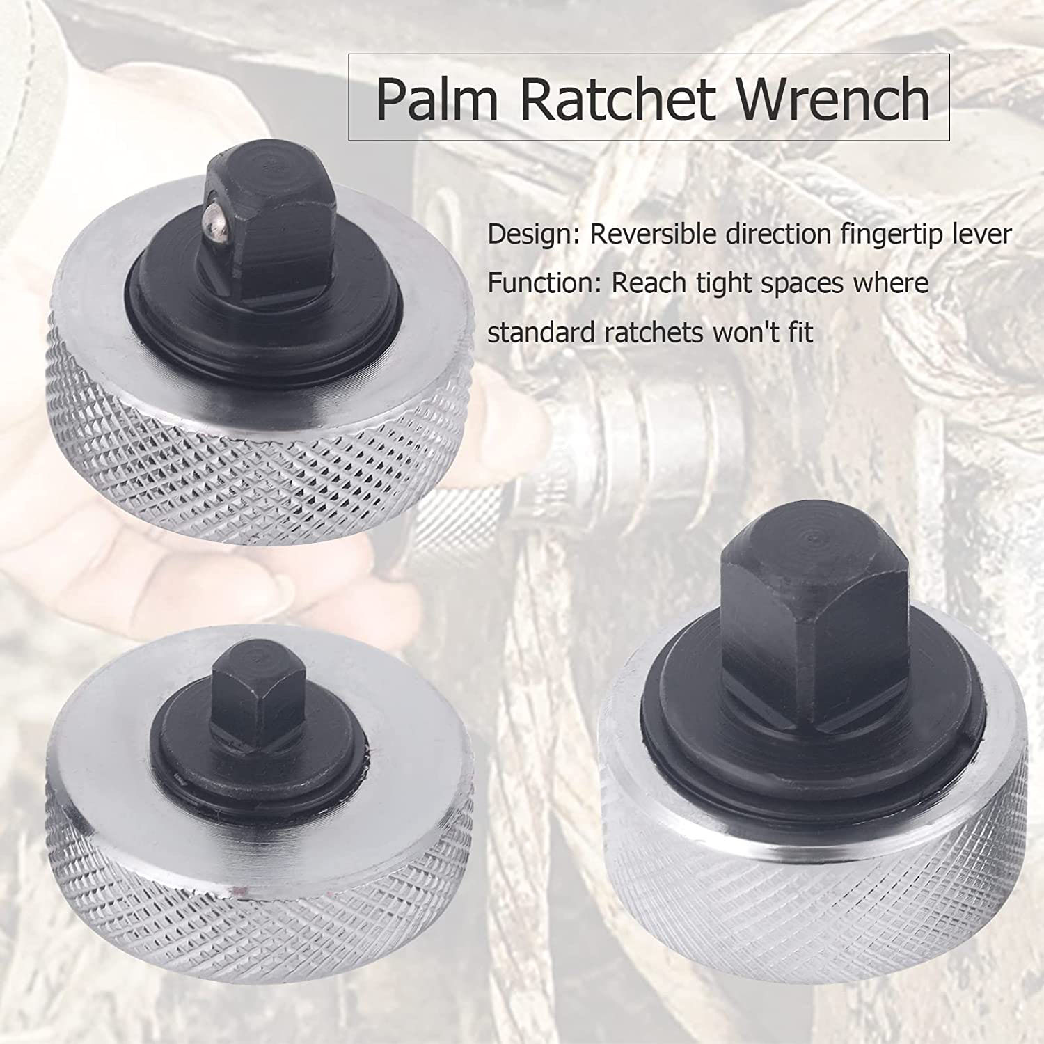 Palm Ratchet Set 1/4” 3/8” 1/2” Drive Ratchet Set 3PC Reversible Thumbwheel Ratchet Wrench Set Reversible Palm Ratchet Wrench