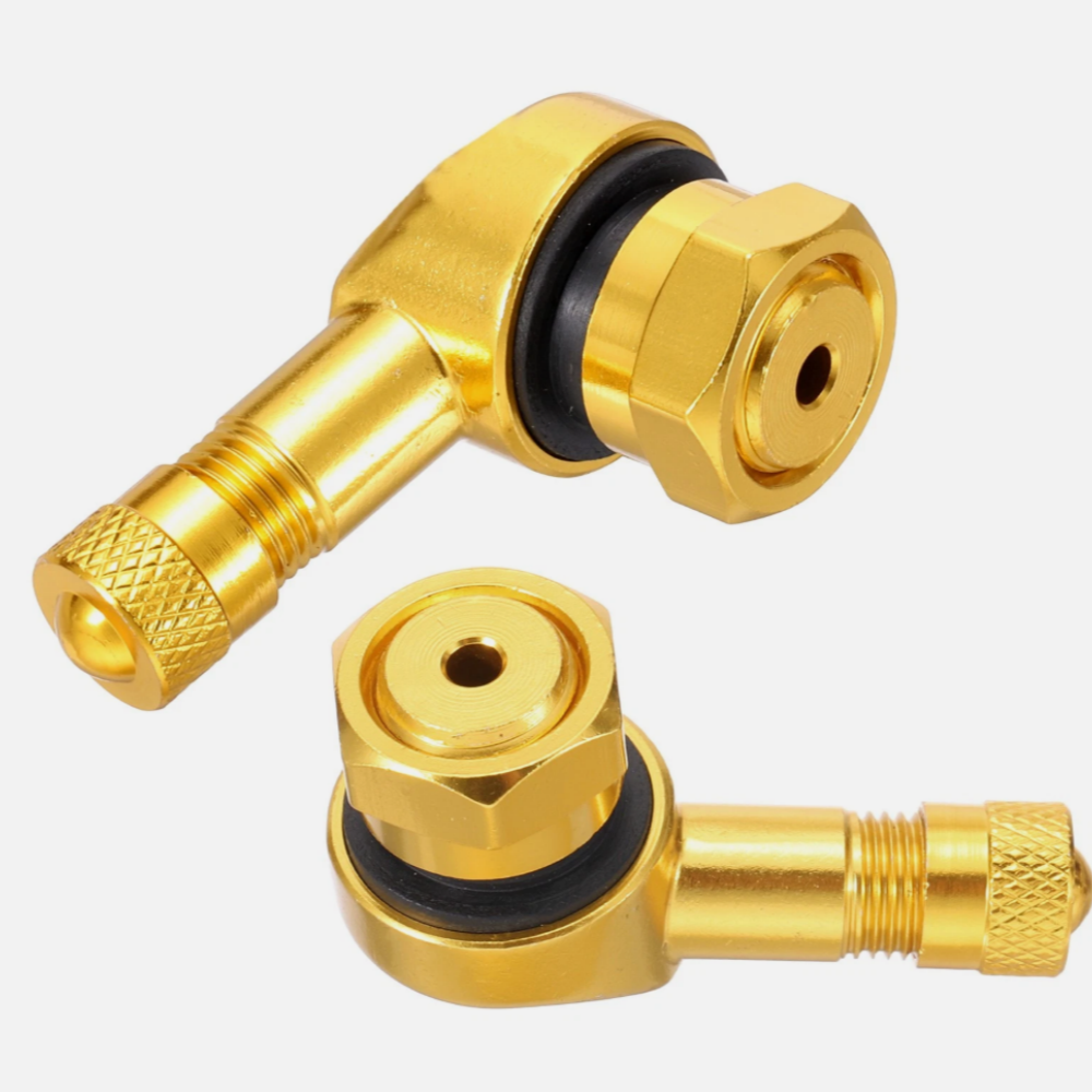 2pcs 90 Degree CNC Motorcycle Tire Valve Stems for Most Bike 10 mm to11.3 mm NC-6117Gold