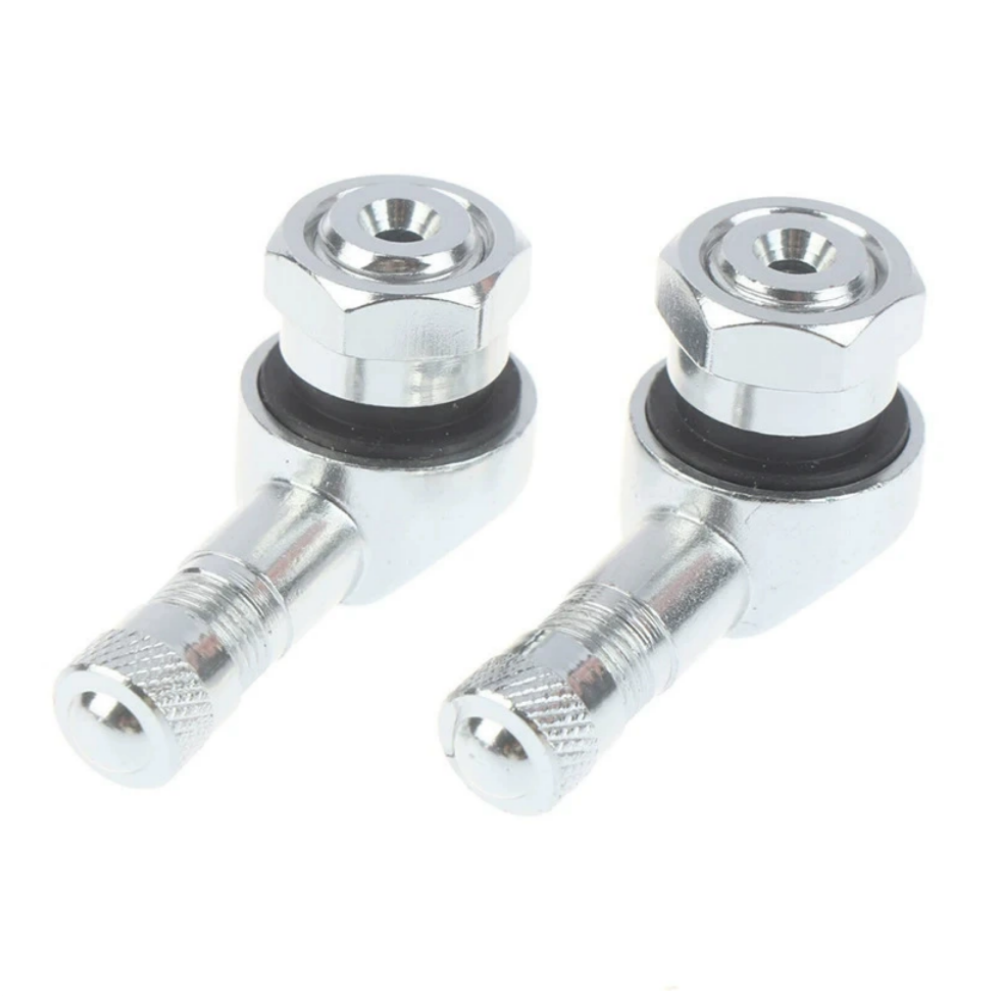 2pcs 90 Degree CNC Motorcycle Tire Valve Stems for Most Bike 10 mm to11.3 mm NC-6117Silver